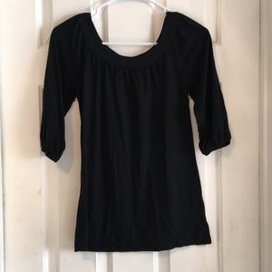 Black 3/4 sleeve shirt w/ arm and neck detail